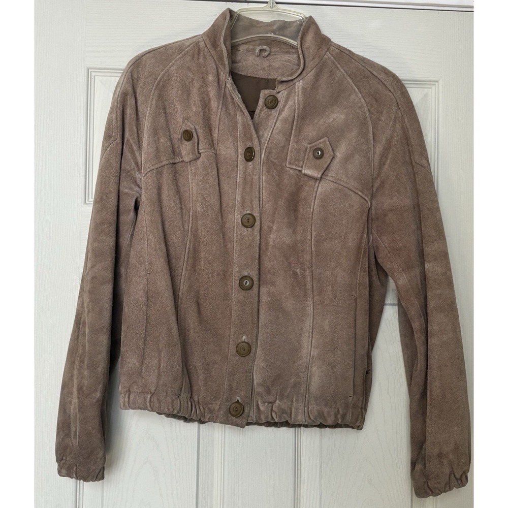 Vintage Split End Ltd Tan Suede Button Up Jacket Size Medium Early 1980's